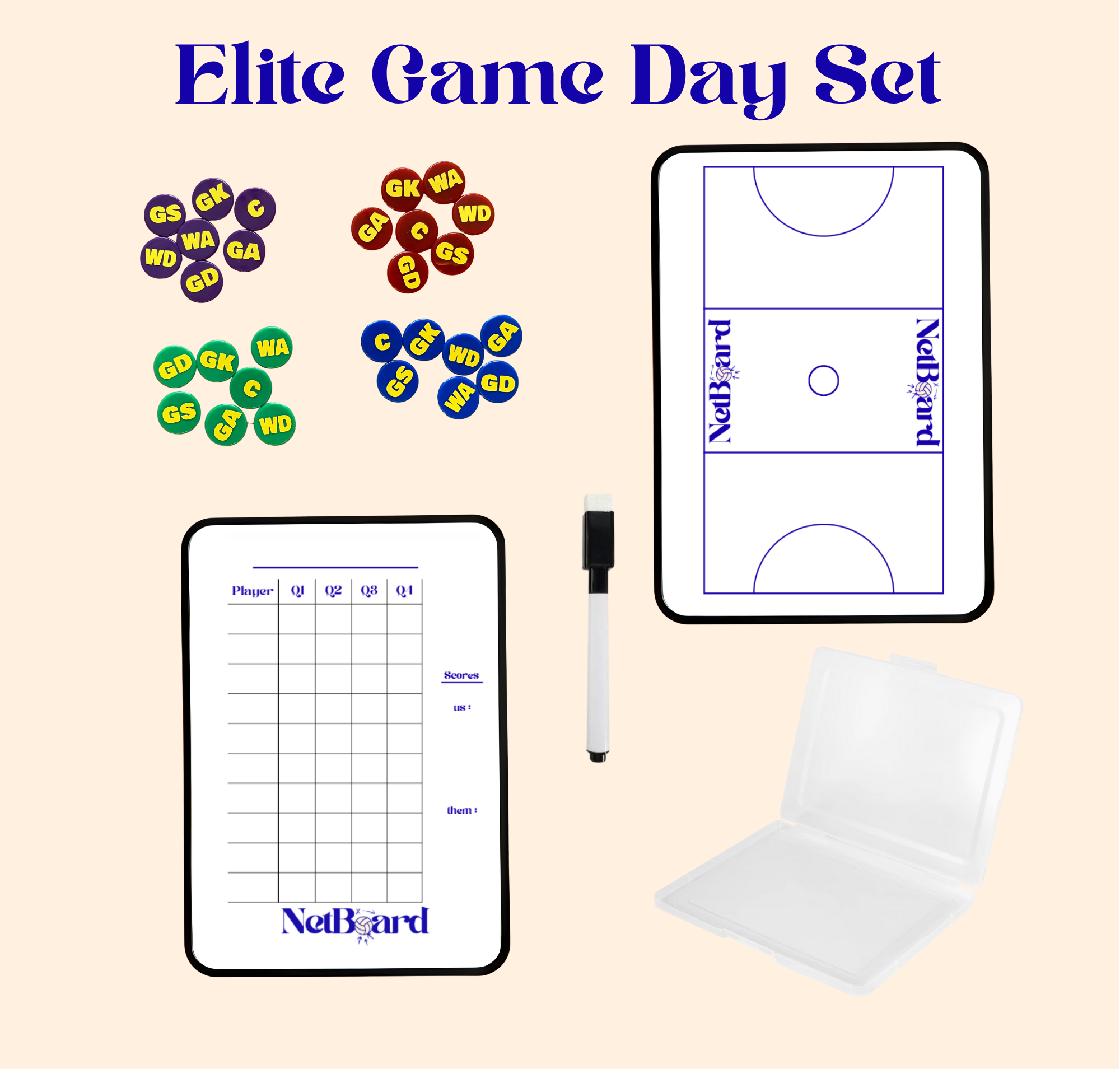 netball coaching board – elite game day kit netball coaching board – elite game day kit