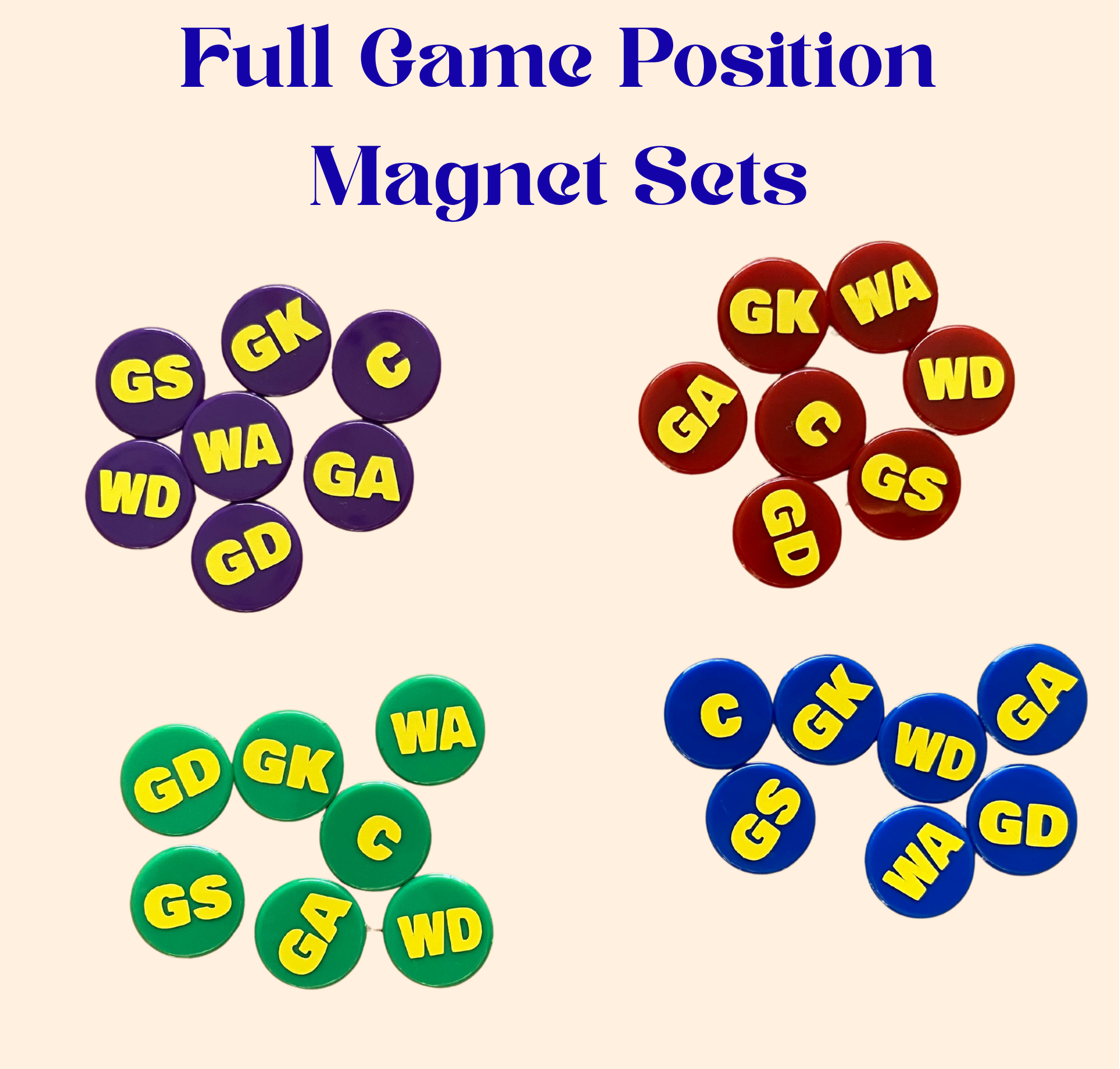 custom netball position magnets – full game sets custom netball position magnets – full game sets